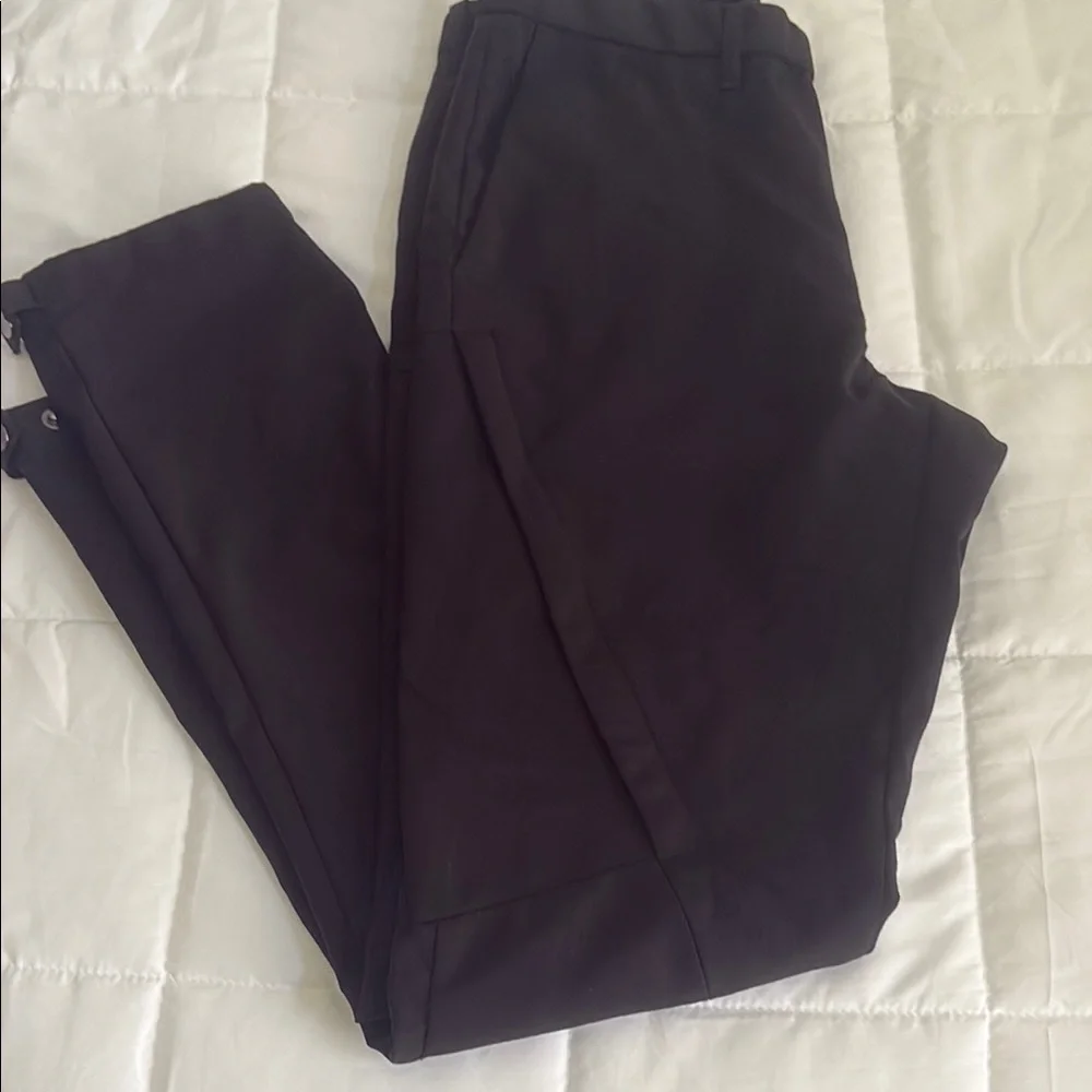 Michael Kors, men black pants, special detailing on legs with snaps on bottom
